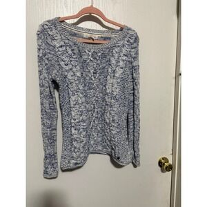 HM LOGG Womens Blue White Marled Cable Knit Sweater Size S